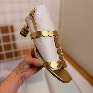 ⭐️ FRANCES VALENTINE ⭐️ - KIKI HEELS IN SHINY NAPA GOLD - SIZE 11